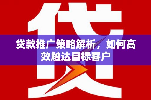 鹤峰贷款推广策略解析，如何高效触达目标客户