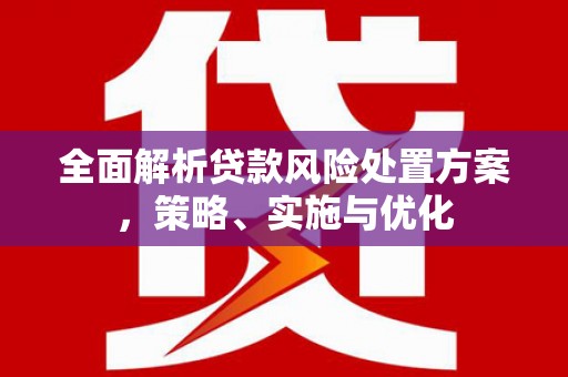 鹤峰全面解析贷款风险处置方案，策略、实施与优化